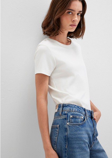 Bisiklet Yaka İnterlok Beyaz Basic Tişört 1612707-70057