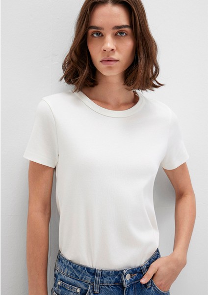 Bisiklet Yaka İnterlok Beyaz Basic Tişört 1612707-70057