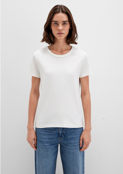 Bisiklet Yaka İnterlok Beyaz Basic Tişört 1612707-70057