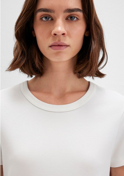 Bisiklet Yaka İnterlok Beyaz Basic Tişört 1612707-70057