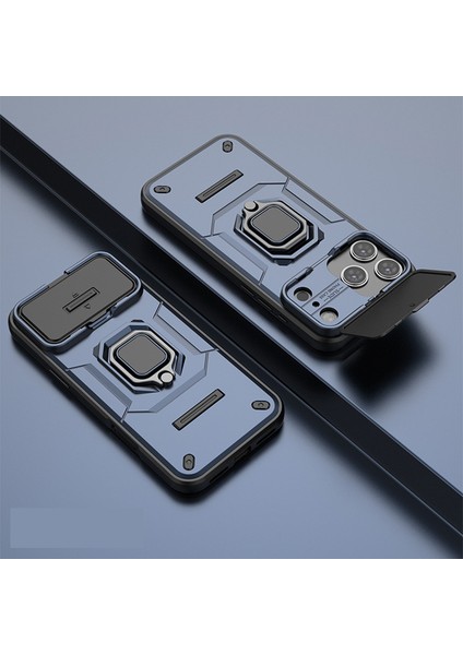 iPhone 17 Pro Max Telefon Kılıfı, Kayar Kamera Kapağı, Döndürülebilir Halka Destekli Askeri Sınıf Darbeye Dayanıklı Koruyucu Kılıf iPhone 17 Pro Max (Yurt Dışından)