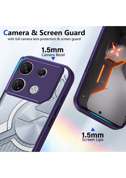 Infinix Gt 20 Pro,için Eabhulie Kılıf, Kamera Lens Korumalı Hibrit 2'si 1 Arada Şeffaf Kılıf-Mor (Yurt Dışından) modelleri