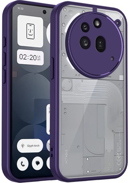 Nothing Phone 3A Pro,için Eabhulie Kılıf, Kamera Lens Korumalı Hibrit 2'si 1 Arada Şeffaf Kılıf-Mor (Yurt Dışından)