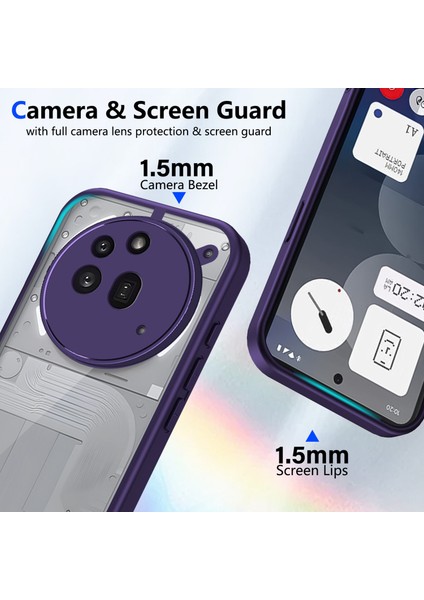 Nothing Phone 3A Pro,için Eabhulie Kılıf, Kamera Lens Korumalı Hibrit 2'si 1 Arada Şeffaf Kılıf-Mor (Yurt Dışından) modelleri