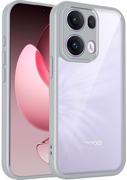 Oppo RENO13 Pro,için Eabhulie Kılıf, Kamera Lens Korumalı Hibrit 2'si 1 Arada Şeffaf Kılıf-Gri (Yurt Dışından)