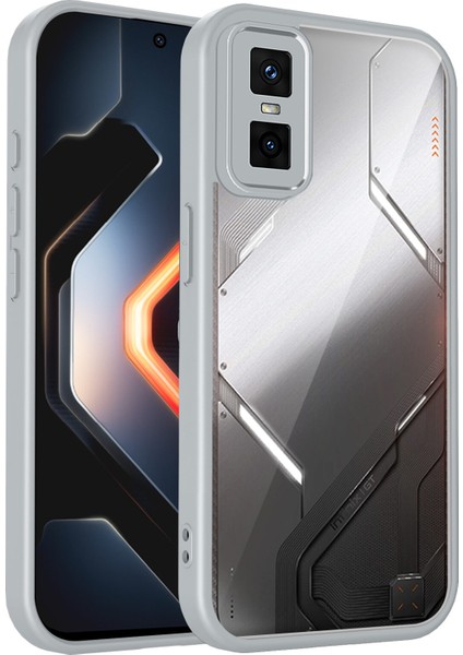 Infinix Gt 30 Pro,için Eabhulie Kılıf, Kamera Lens Korumalı Hibrit 2'si 1 Arada Şeffaf Kılıf-Gri (Yurt Dışından)