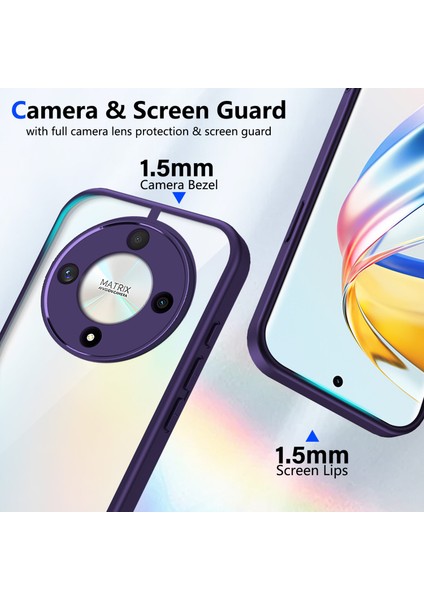Honor X9B/MAGIC6 Lite,için Eabhulie Kılıf, Kamera Lens Korumalı Hibrit 2'si 1 Arada Şeffaf Kılıf-Mor (Yurt Dışından) modelleri
