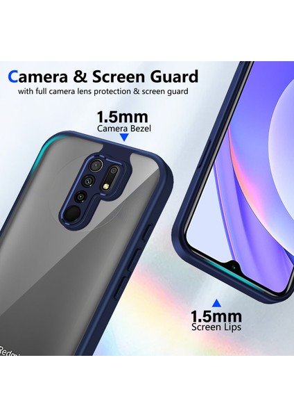 Xiaomi Redmi Note 8 Pro,için Eabhulie Kılıf, Kamera Lens Korumalı Hibrit 2'si 1 Arada Şeffaf Kılıf-Blue (Yurt Dışından) modelleri