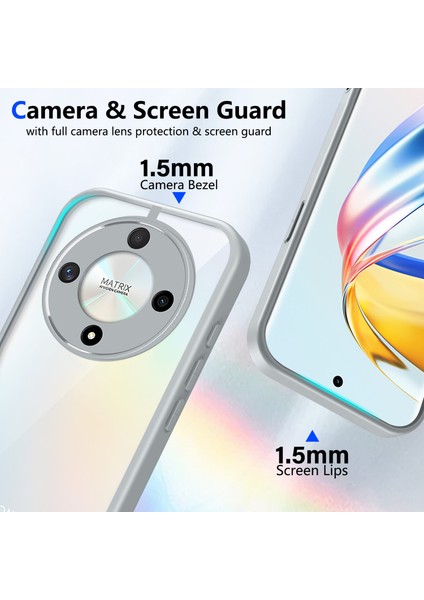 Honor X9B/MAGIC6 Lite,için Eabhulie Kılıf, Kamera Lens Korumalı Hibrit 2'si 1 Arada Şeffaf Kılıf-Gri (Yurt Dışından) modelleri