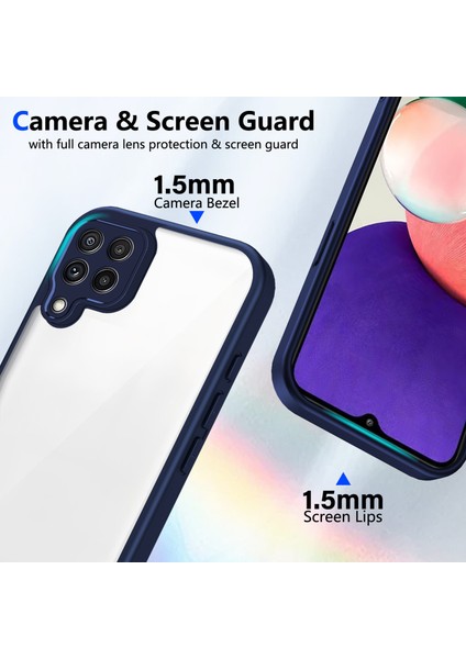 Samsung Galaxy A22 4g,için Eabhulie Kılıf, Kamera Lens Korumalı Hibrit 2'si 1 Arada Şeffaf Kılıf-Blue (Yurt Dışından) modelleri
