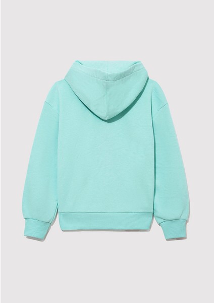 İstanbul Baskılı Kapüşonlu Yeşil Sweatshirt 7S10062-71676