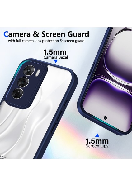 Oppo RENO12 Pro,için Eabhulie Kılıf, Kamera Lens Korumalı Hibrit 2'si 1 Arada Şeffaf Kılıf-Blue (Yurt Dışından) modelleri