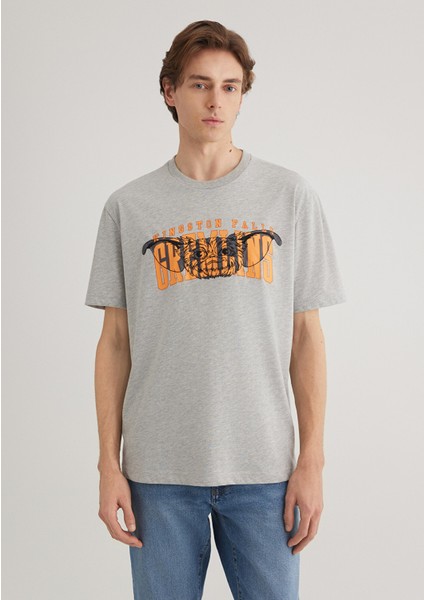 Gremlins Baskılı Gri Tişört 0612301-80196