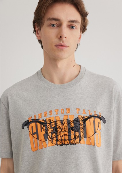 Gremlins Baskılı Gri Tişört 0612301-80196