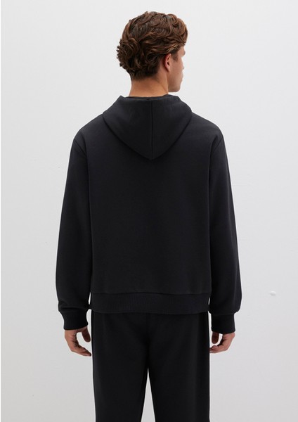 MVJNS Logo Baskılı Fermuarlı Kapüşonlu Siyah Sweatshirt 0S10193-900