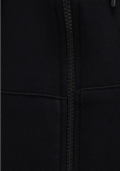 MVJNS Logo Baskılı Fermuarlı Kapüşonlu Siyah Sweatshirt 0S10193-900