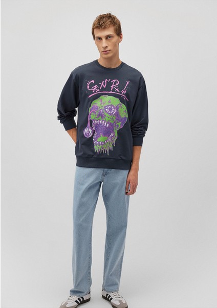 Guns N' Roses Baskılı Lacivert Sweatshirt 0S10182-87822