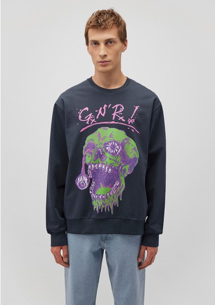 Guns N' Roses Baskılı Lacivert Sweatshirt 0S10182-87822