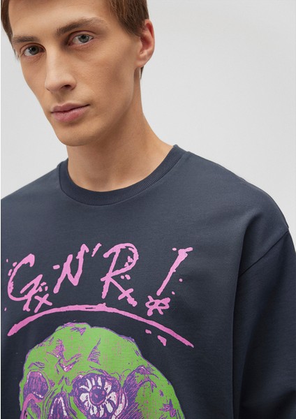 Guns N' Roses Baskılı Lacivert Sweatshirt 0S10182-87822