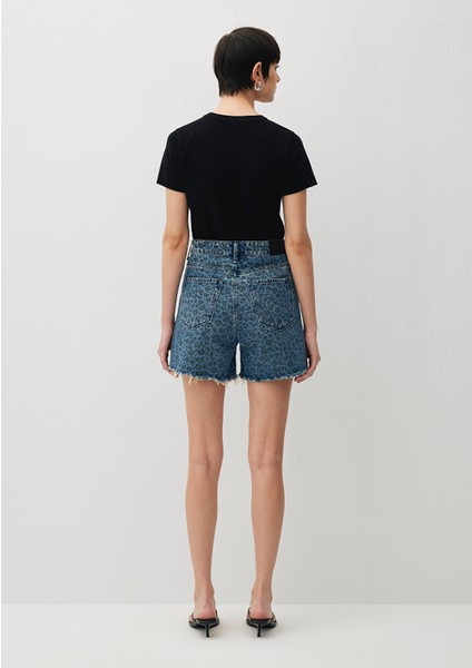 Millie 90s Indigo Leopar Desenli Jean Şort 1458988290