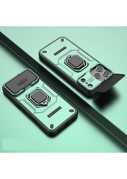 iPhone 17 Pro Max Telefon Kılıfı, Kayar Kamera Kapağı, Döndürülebilir Halka Destekli Askeri Sınıf Darbeye Dayanıklı Koruyucu Kılıf iPhone 17 Pro Max (Yurt Dışından)
