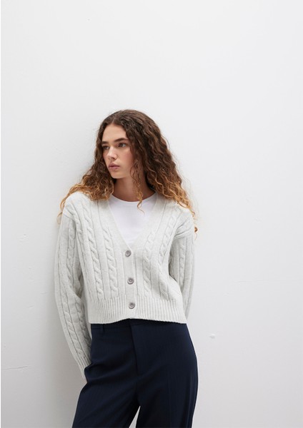 Düğmeli Gri Hırka 1710576-88467