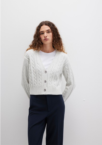 Düğmeli Gri Hırka 1710576-88467