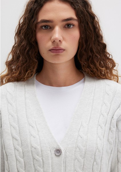 Düğmeli Gri Hırka 1710576-88467