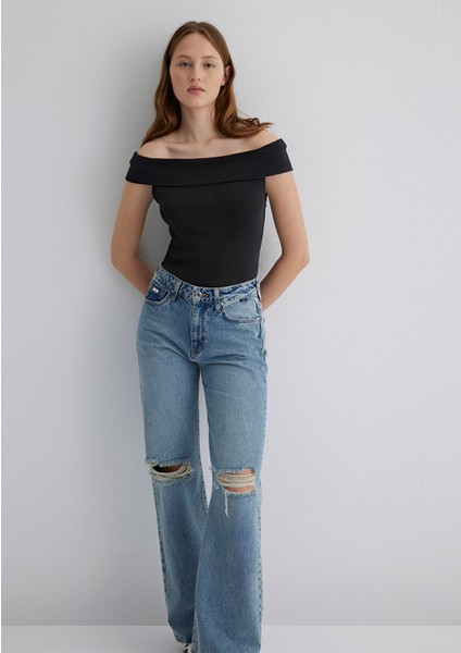 Düşük Omuzlu Siyah Top 1612866-900