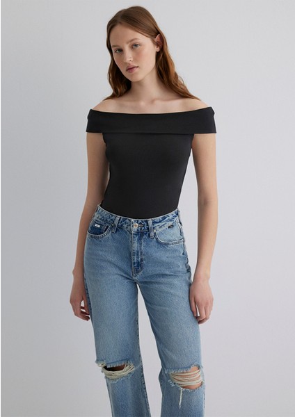 Düşük Omuzlu Siyah Top 1612866-900