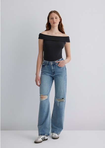 Düşük Omuzlu Siyah Top 1612866-900