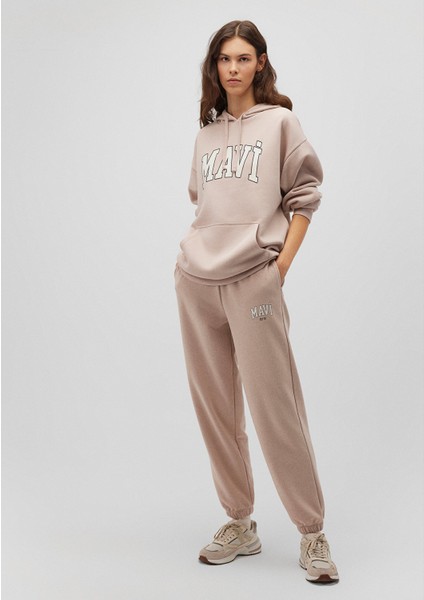 Mavi Logo Baskılı Bej Eşofman Altı 1010757-70043