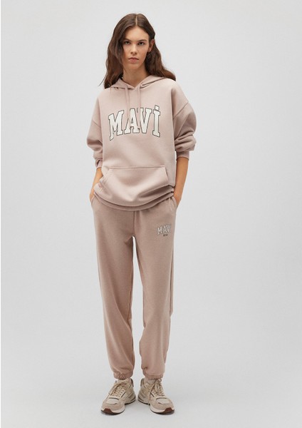 Mavi Logo Baskılı Bej Eşofman Altı 1010757-70043