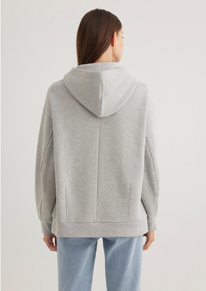Kapüşonlu Gri Basic Sweatshirt 1S10186-83096