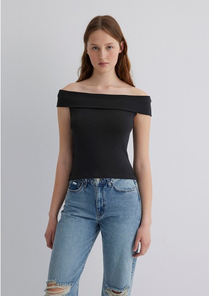 Düşük Omuzlu Siyah Top 1612866-900