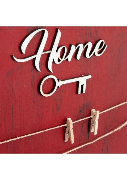 Dekoratif Home Keys Ahşap Resimlik ve Notluk (Kırmızı) ( Lisinya )