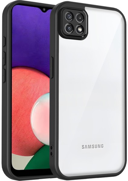 Samsung Galaxy A22 5g,için Eabhulie Kılıf, Kamera Lens Korumalı Hibrit 2'si 1 Arada Şeffaf Kılıf-Siyah (Yurt Dışından)