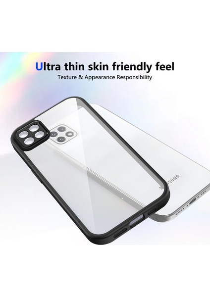 Samsung Galaxy A22 5g,için Eabhulie Kılıf, Kamera Lens Korumalı Hibrit 2'si 1 Arada Şeffaf Kılıf-Siyah (Yurt Dışından) fırsatları