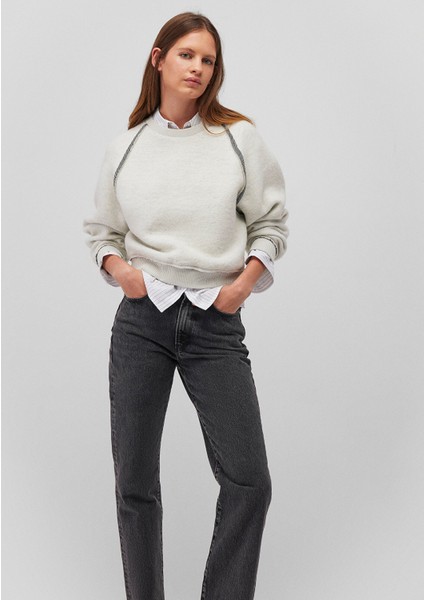 Sırt Detaylı Gri Sweatshirt 1S10231-85576