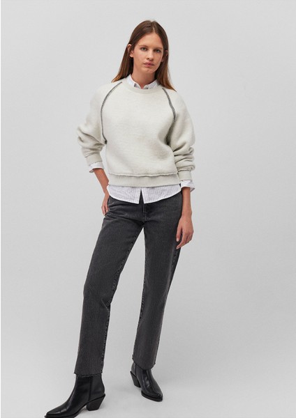 Sırt Detaylı Gri Sweatshirt 1S10231-85576