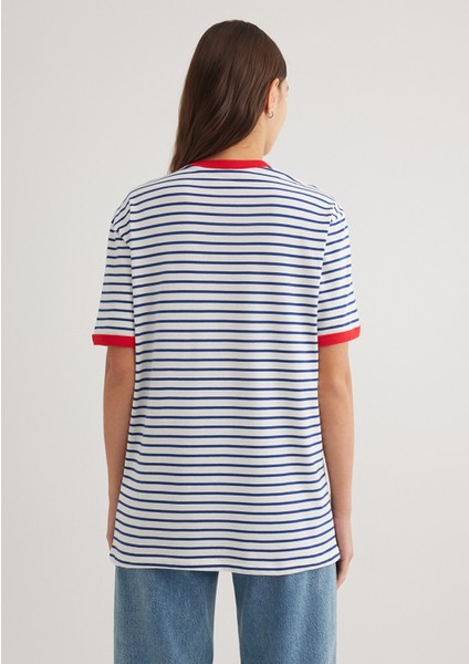 Berlin Baskılı Çizgili Unisex Tişört 2610025-70899