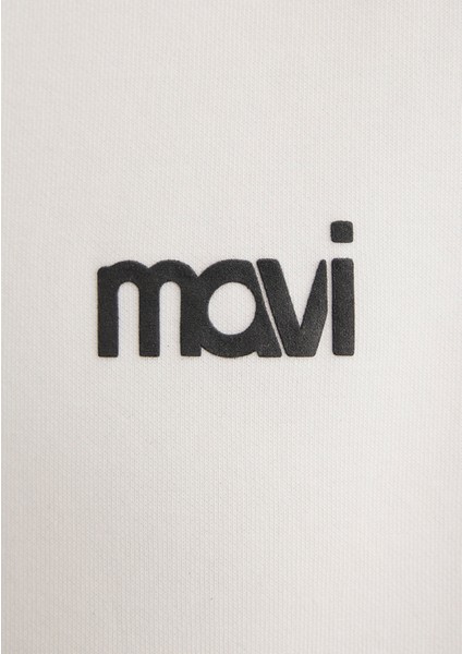 Mavi Logo Baskılı Kapüşonlu Ekru Sweatshirt 1S10243-70057