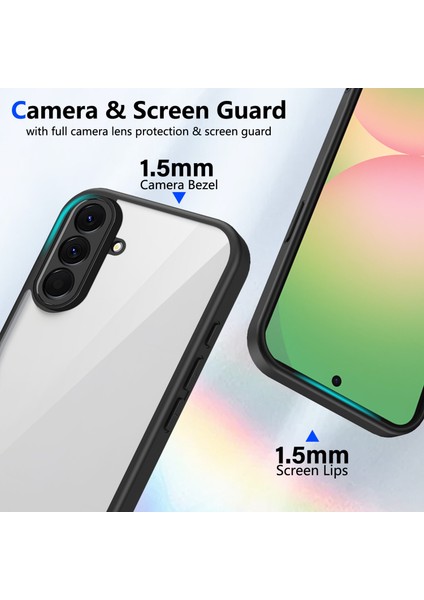 Samsung Galaxy A36,IÇIN Eabhulie Kılıf, Kamera Lens Korumalı Hibrit 2'si 1 Arada Şeffaf Kılıf-Siyah (Yurt Dışından) modelleri