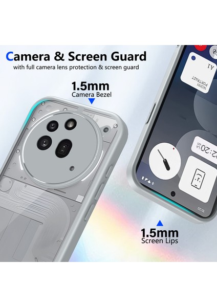 Nothing Phone 3A Pro,için Eabhulie Kılıf, Kamera Lens Korumalı Hibrit 2'si 1 Arada Şeffaf Kılıf-Gri (Yurt Dışından) modelleri