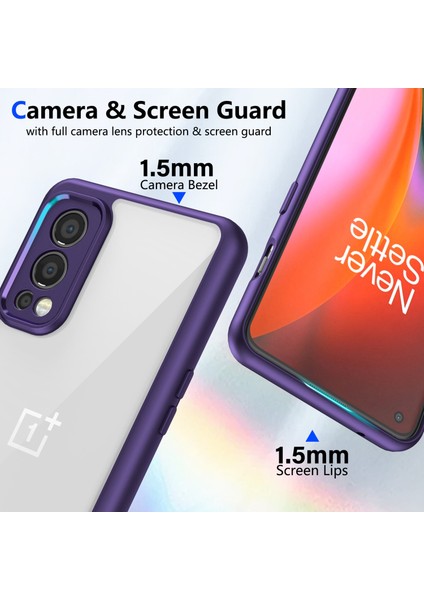 Oneplus Nord 2 5g,için Eabhulie Kılıf, Kamera Lens Korumalı Hibrit 2'si 1 Arada Şeffaf Kılıf-Mor (Yurt Dışından) modelleri