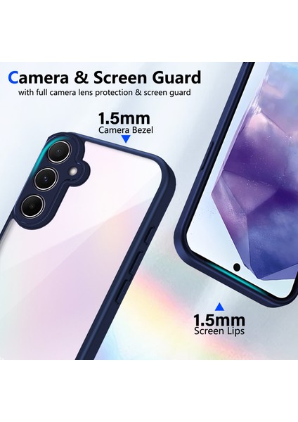 Samsung Galaxy S25 Fe,için Eabhulie Kılıf, Kamera Lens Korumalı Hibrit 2'si 1 Arada Şeffaf Kılıf-Blue (Yurt Dışından) modelleri