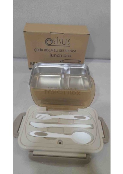 Çelik 2 Bölmeli Beslenme ve Yiyecek Taşıma Kutusu Bej ( Sefer Tası),0, 75 fırsatları
