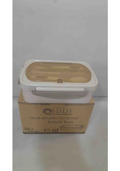 Çelik 2 Bölmeli Beslenme ve Yiyecek Taşıma Kutusu Bej ( Sefer Tası),0, 75 indirimleri