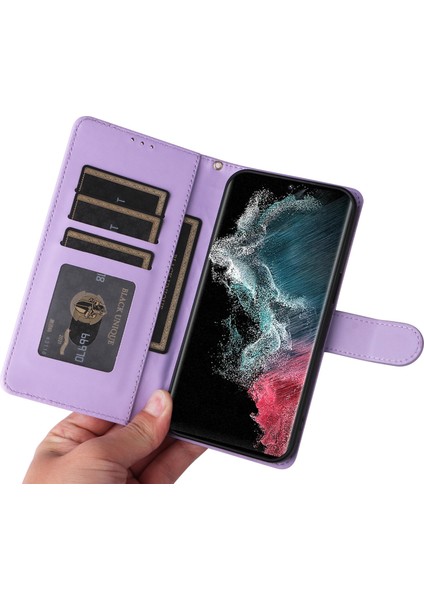 Samsung Galaxy S22 Ultra 5g Için El Kayışı ve Kart Yuvalı Premium Deri Cüzdan Kılıf-Mor (Yurt Dışından) indirimleri