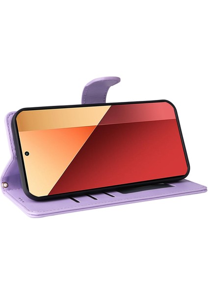 Xiaomi Redmi Note 13 Pro 4g Için El Kayışı ve Kart Yuvalı Premium Deri Cüzdan Kılıf-Mor (Yurt Dışından) fiyatları
